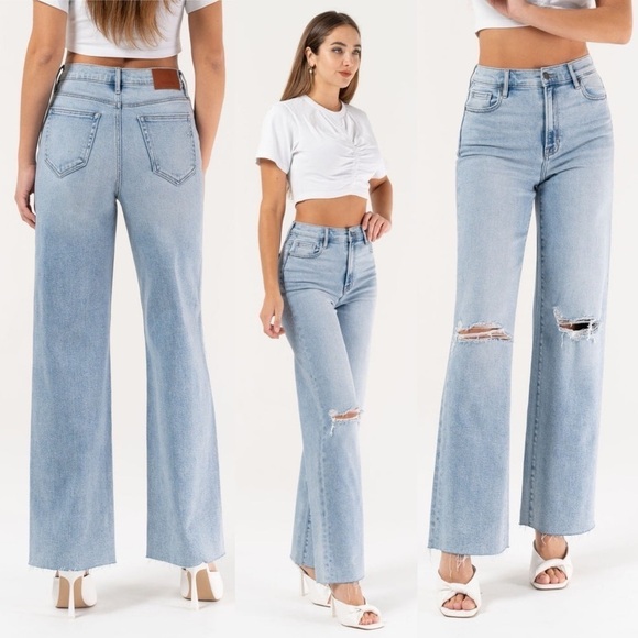 Hidden Denim - Hidden Los Angeles Womens Light Wash Knee Distressed Dad Logan Jean Size 31